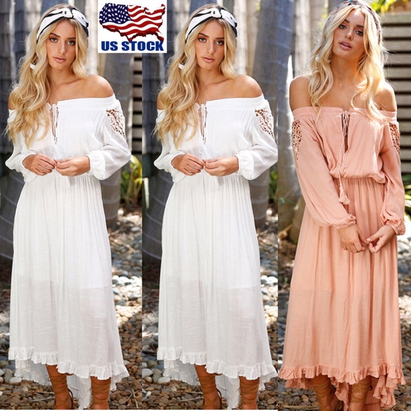 Yes its Available Dresses & Skirts - MOVING SALE 🌺 BOHO White Off the Shoulders Dress Wedding Summer Dress